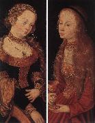 CRANACH, Lucas the Elder St Catherine of Alexandria and St Barbara sdg Sweden oil painting artist